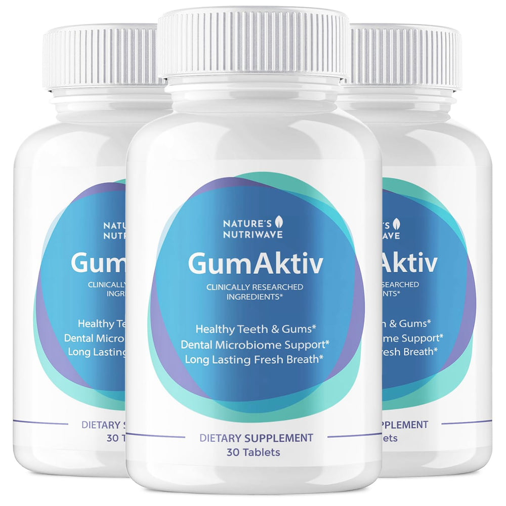 Nature's NutriWave GumAktiv tablets close-up for daily gum and tooth support.