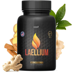 Nature's NutriWave Laellium bottle front shows green tea and apple cider vinegar blend for daily wellness.