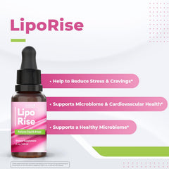 Nature's NutriWave LipoRise Drops dropper close-up highlighting easy daily use