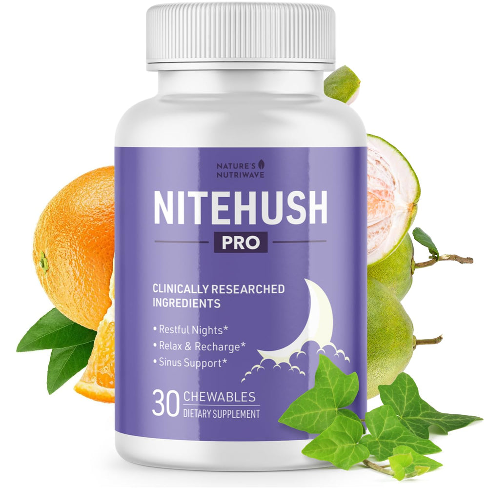 Nature’s NutriWave NiteHush Pro bottle promotes a calm evening routine.