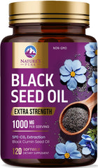 Nature's Peak Black Seed Oil 1000mg bottle on display for daily wellness.