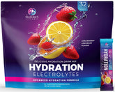 Nature's Peak electrolyte packets strawberry lemon box front for convenient hydration on the go