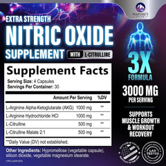 Close-up of Nature's Peak Nitric Oxide capsules for potent ingredients