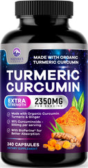 Nature's Peak Turmeric Curcumin 2350mg bottle front showing potency and packaging