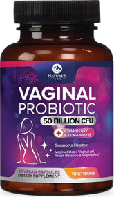 Nature's Peak Vaginal Probiotics bottle front view with 60 capsules for daily use