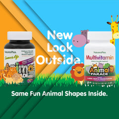 Natures Plus Animal Parade natural flavors—cherry, orange, grape—make vitamins more appealing for kids.