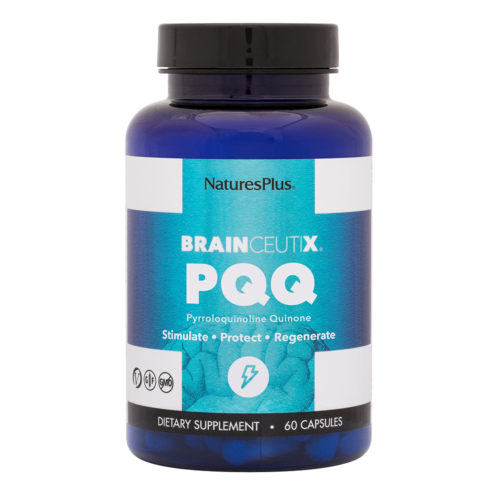 Nature's Plus Brainceutix PQQ bottle with label, signaling brain energy support.
