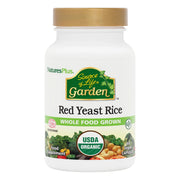 Nature's Plus Source of Life Garden red yeast rice bottle front, supporting overall well-being.