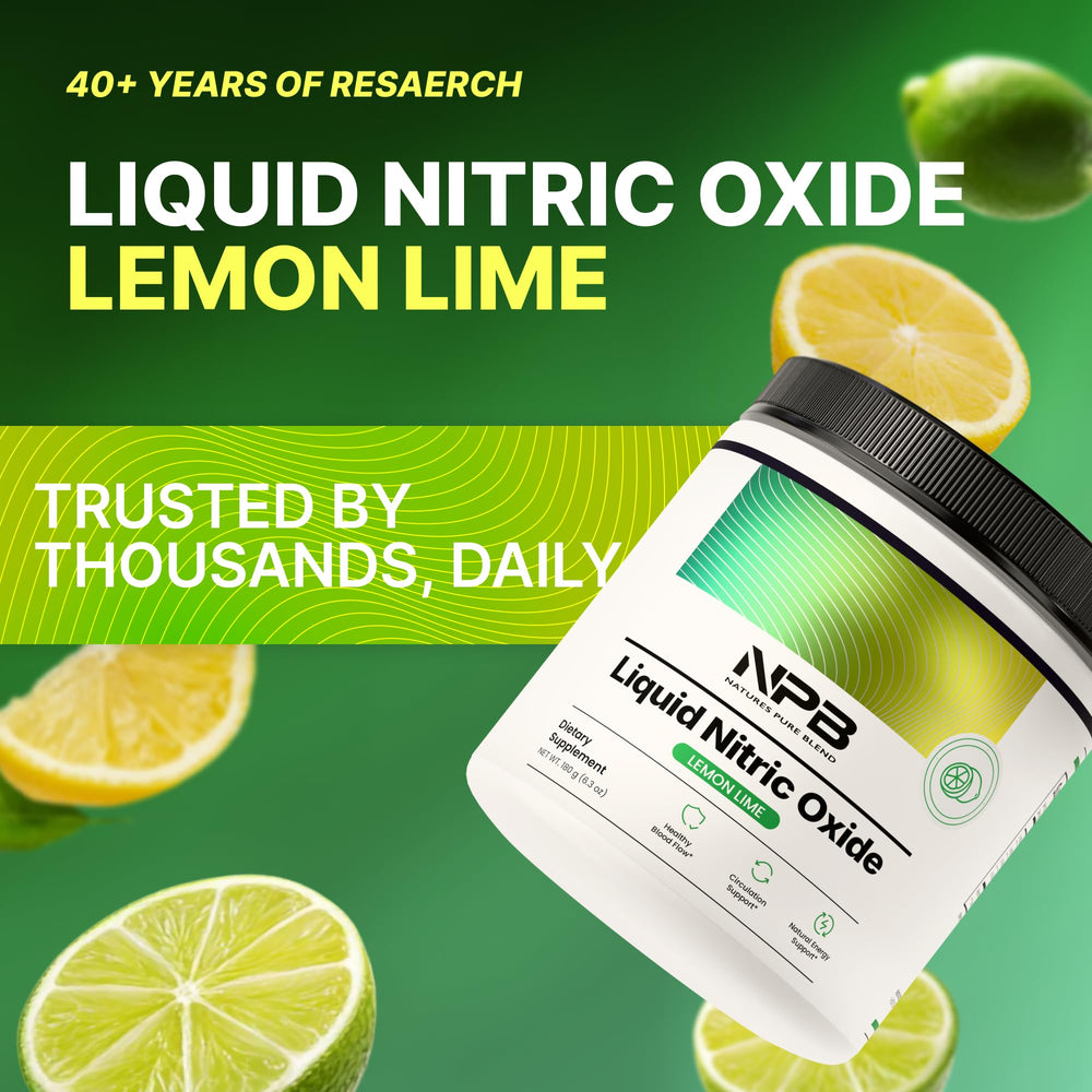 Front packaging of Nature's Pure Blend Nitric Oxide showing clean, stimulant-free design.