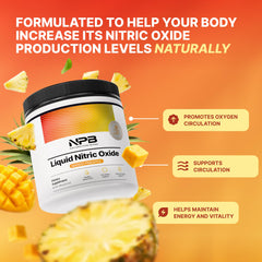 Nature's Pure Blend powder scoop in jar ready for mixing.
