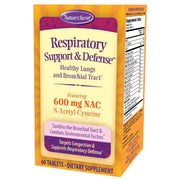 Nature's Secret Respiratory Support bottle of 60 tablets promotes everyday respiratory wellness.
