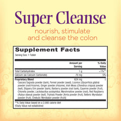 Nature's Secret Super Cleanse ingredients blend highlights herbs and probiotics for digestion