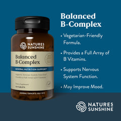 Nature's Sunshine Balanced B-Complex vegetarian formula label close-up