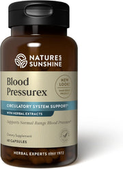 Nature's Sunshine Blood Pressurex bottle pouring for daily support.
