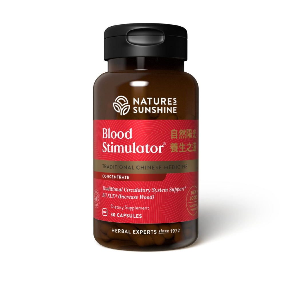 Nature's Sunshine Blood Stimulator bottle shows herbal blend for daily wellness