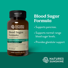 Nature's Sunshine Blood Sugar Formula capsules arranged for convenient daily supplementation.