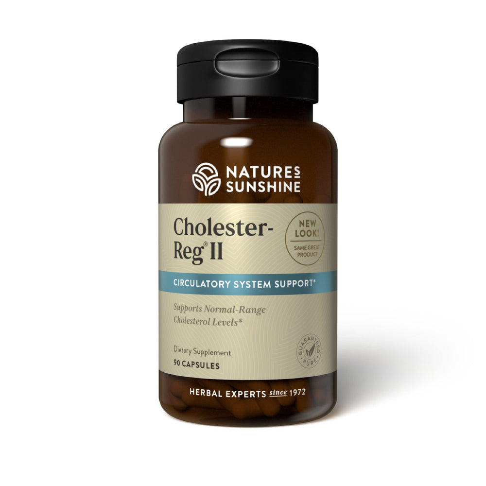 Nature's Sunshine Cholester-Reg II bottle label signals quality for daily cardiovascular support.