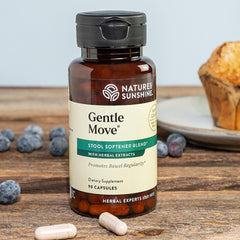 Nature's Sunshine Gentle Move ingredients panel with natural herbs and magnesium.