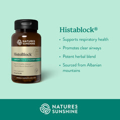 HistaBlock label highlights herbal blend for sinus relief.