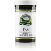 Nature's Sunshine P-X 100 Capsules bottle close-up for daily wellness support.