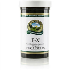 Nature's Sunshine P-X 100 Capsules bottle close-up for daily wellness support.