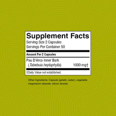 Nature's Sunshine Pau D’Arco label front indicating traditional herbal roots
