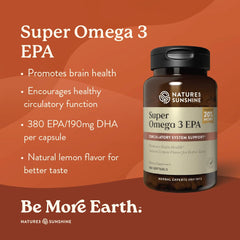 Nature's Sunshine Super Omega-3 softgels label-closeup highlights EPA and DHA content.