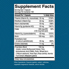 Nature's Sunshine Vitamin B-Complex 100 cap close-up shows capsule texture