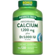 Nature's Truth absorbable calcium with D3 softgels in bottle for daily supplementation
