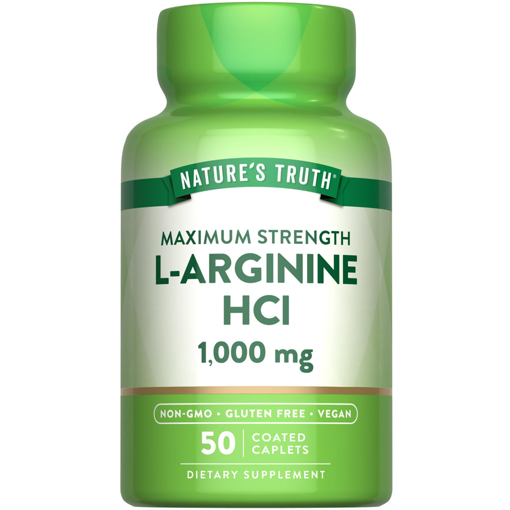 Nature's Truth L-Arginine HCL 1000mg bottle supports daily vitality.