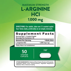 Nature's Truth L-Arginine HCL 1000mg caplets ready for daily use.
