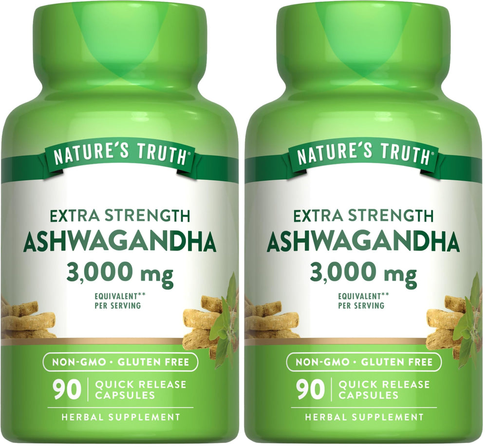 Nature's Truth Ashwagandha capsules bottle front view for daily wellness support.