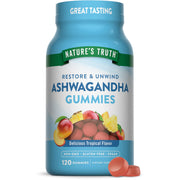 Nature's Truth Ashwagandha Gummies tropical bottle offers convenient daily supplement use.