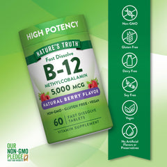 Nature's Truth B12 5000 mcg berry-flavored tablet with natural taste