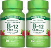 Nature's Truth B12 5000 mcg tablet in natural berry flavor for daily support.