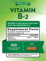 Nature's Truth B2 Vitamin capsules close-up highlighting quick-release intake.