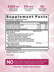 Nature's Truth Beet Root Capsules bottle back detailing ingredients and dosage for workouts