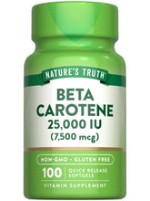 Nature's Truth Beta Carotene softgel bottle for daily Vitamin A support.