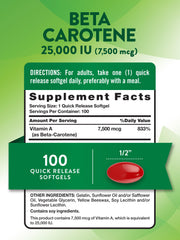Close-up of Nature's Truth Beta Carotene softgels for easy swallowing.