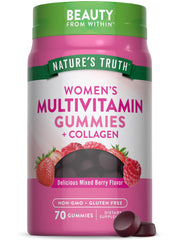 Nature's Truth botella de multivitaminas para mujer con colágeno y biotina, uso diario.
