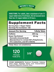 Nature's Truth caffeine pills label with 220 mg per tablet for alertness