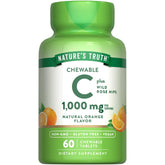 Nature's Truth Vitamin C with Rose Hips bottle front, vegan and gluten-free daily supplement.
