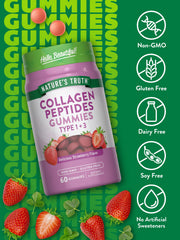 Nature's Truth collagen gummies on a kitchen counter for daily routine.