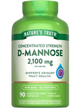 Nature's Truth D-Mannose pills bottle showing 2100 mg per serving for daily use.