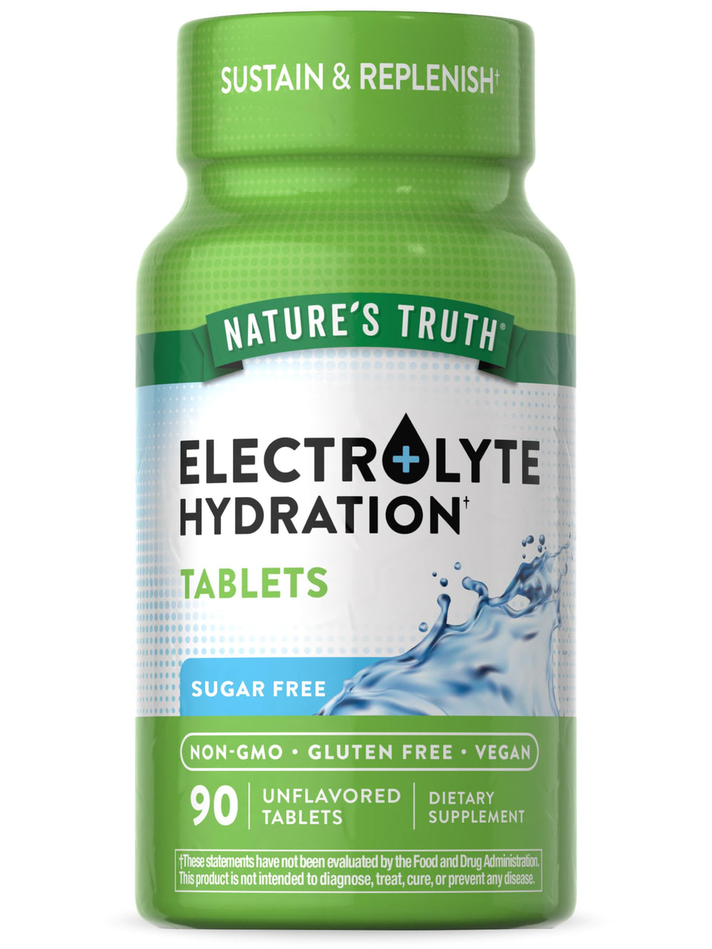 Nature's Truth electrolyte tablets bottle front view for sugar-free hydration on the go