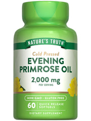 Nature's Truth Evening Primrose Oil softgels bottle on display for daily essential fatty acids.