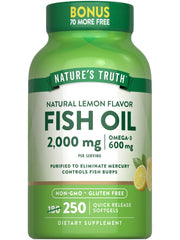 Nature's Truth Fish Oil 2000mg bottle front shows omega-3 rich formula for daily wellness