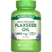 Nature's Truth flaxseed oil softgels bottle front highlighting 3,000 mg per serving