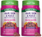 Nature's Truth Hair Skin and Nails Gummies bottle promotes vegan beauty support.