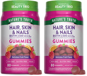 Nature's Truth Hair Skin and Nails Gummies bottle promotes vegan beauty support.